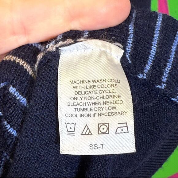 Alan Flusser Black 1/4 Zip Sweater with Subtle Pattern. Size XXL. Wool blend. - Picture 4 of 5